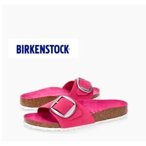 Birkenstock Madrid Pink Suede Slides Sandals Adjustable Buckle Women’s EU 38 US